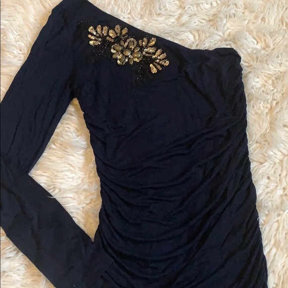 One sleeve dark navy dress - Picture 4 of 5